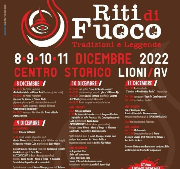 Riti di Fuoco – Tradizioni e Leggende –  8 -9-10-11 Dicembre 2022 – Pro Loco Lioni